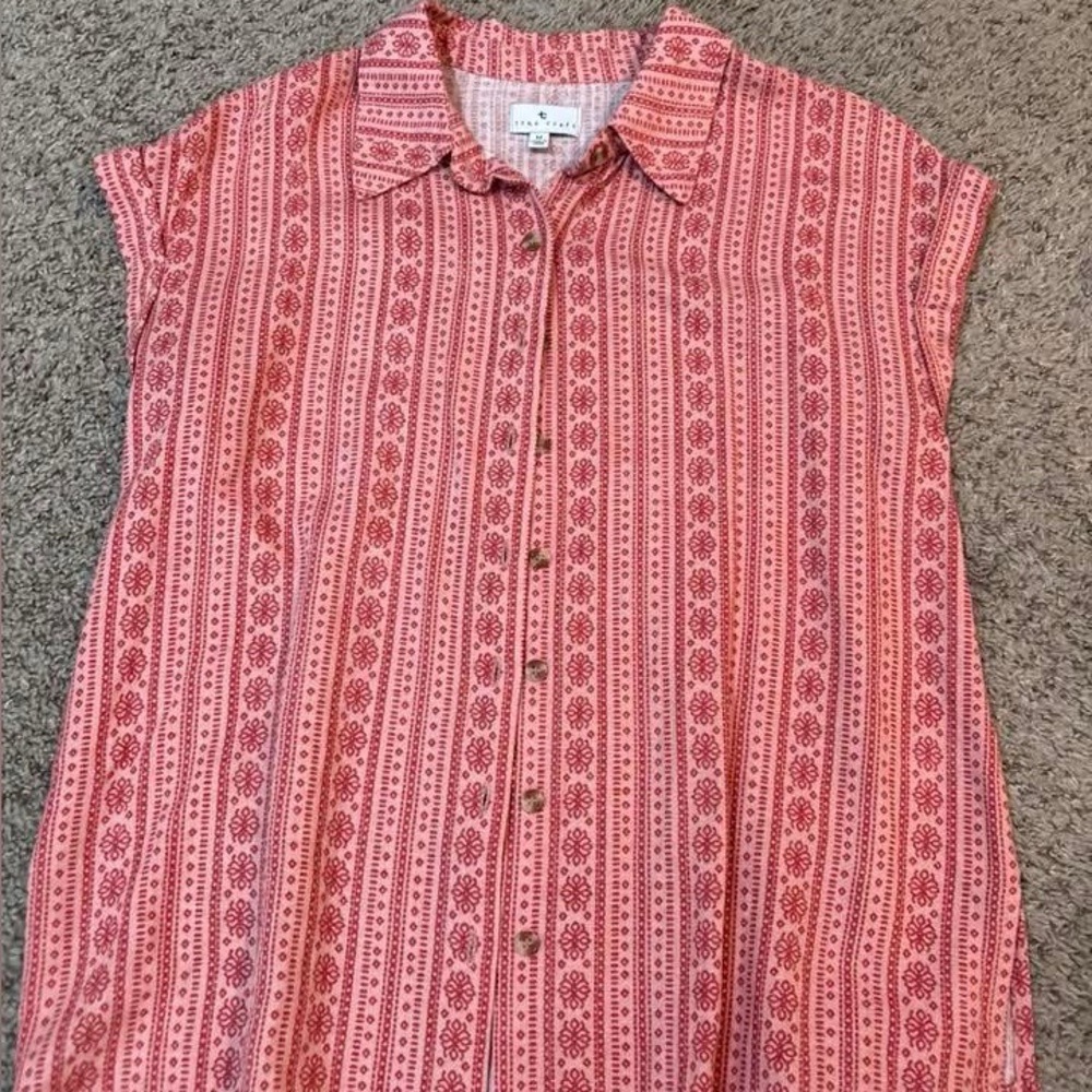 Madewell Pink Striped Floral Button-Down Shirt